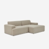 Sofá de diseño moderno de 3 plazas con chaise longue a la derecha de tela Toliman Oferta