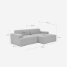 Sofá de diseño moderno de 3 plazas con chaise longue a la derecha de tela Toliman 