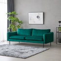 Sofá de 3 plazas moderno y elegante de terciopelo verde oscuro Tashi Promoción