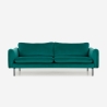 Sofá de 3 plazas moderno y elegante de terciopelo verde oscuro Tashi Rebajas