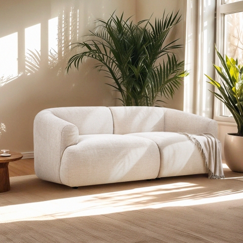 Sofá modular curvo de 2 plazas de tela beige Yuna-2 Promoción