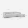 Sofá modular de 3 plazas curvo con puf de tela Yuna-3P 