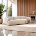 Sofa modular curvo de 3 plazas por módulos de tela beige Yuna-3 Promoción