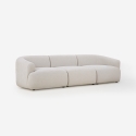 Sofa modular curvo de 3 plazas por módulos de tela beige Yuna-3 Venta