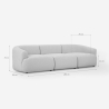 Sofa modular curvo de 3 plazas por módulos de tela beige Yuna-3 