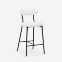 Taburete alto moderno para cocina con respaldo de tela bouclé blanco Opos Promoción