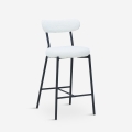 Taburete alto moderno para cocina con respaldo de tela bouclé blanco Opos Promoción
