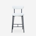Taburete alto moderno para cocina con respaldo de tela bouclé blanco Opos Oferta
