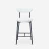 Taburete alto moderno para cocina con respaldo de tela bouclé blanco Opos Oferta