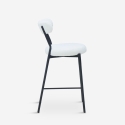 Taburete alto moderno para cocina con respaldo de tela bouclé blanco Opos Rebajas