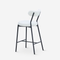 Taburete alto moderno para cocina con respaldo de tela bouclé blanco Opos Descueto