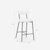 Taburete alto moderno para cocina con respaldo de tela bouclé blanco Opos Elección