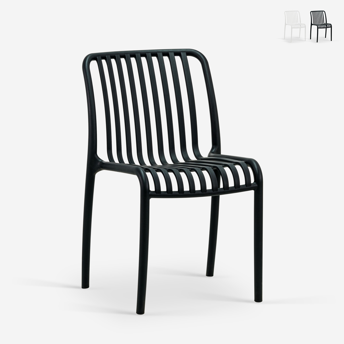 Silla de jardín exterior moderna de polipropileno blanco y negro Sawas Promoción Silla de jardín exterior moderna de polipropileno blanco y negro Sawas Promoción