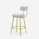 Taburete de bar y cocina de terciopelo con respaldo y patas doradas Kraven Elección