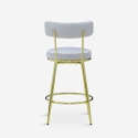 Taburete de bar y cocina de terciopelo con respaldo y patas doradas Kraven Modelo