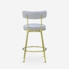 Taburete de bar y cocina de terciopelo con respaldo y patas doradas Kraven Modelo