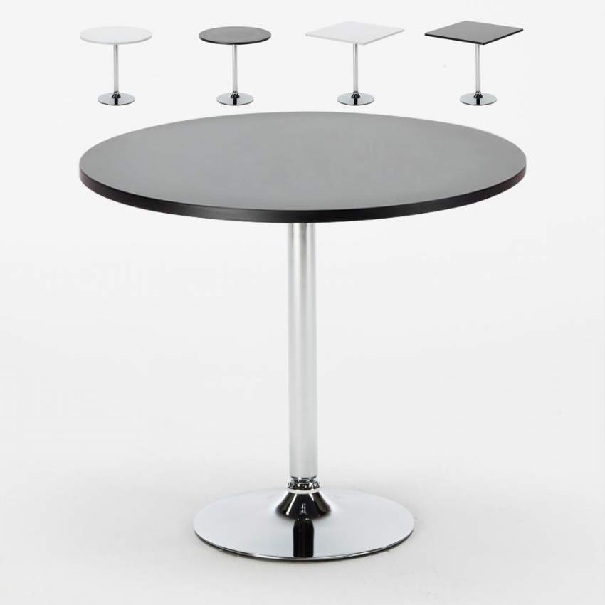 Mesa de bar redonda cuadrada negra blanca 70x70 Bistrot Promoción