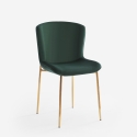 Silla de tela de diseño para salón-comedor con patas doradas Virin 
