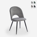 Silla moderna de terciopelo y acolchada para salón-comedor y cocina Zarda Promoción