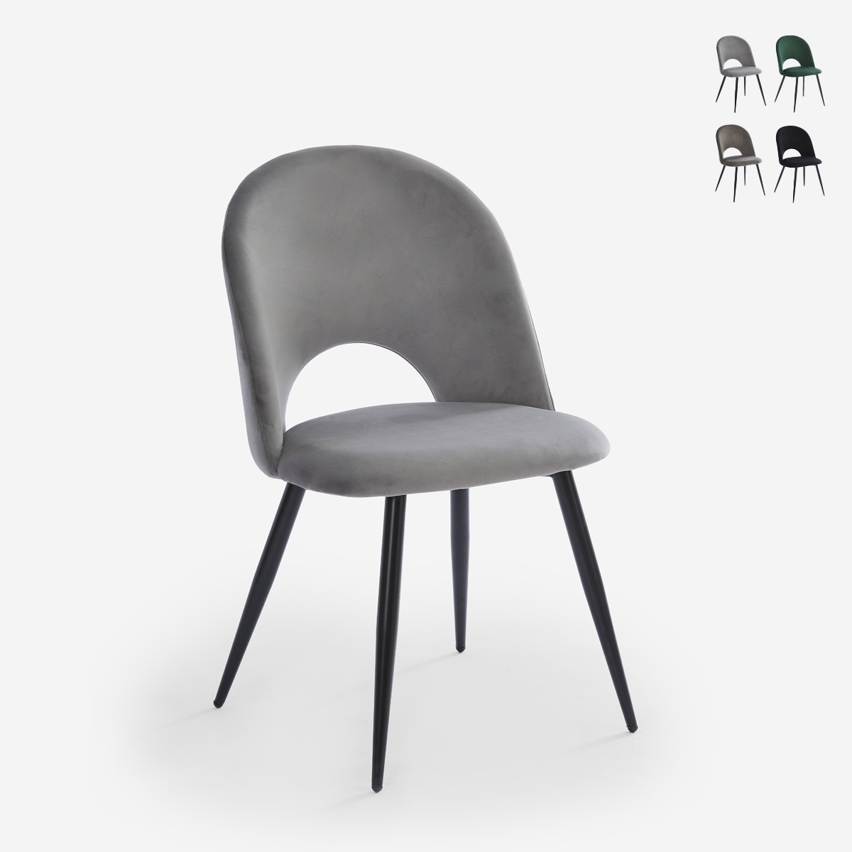 Silla moderna de terciopelo y acolchada para salón-comedor y cocina Zarda Promoción Silla moderna de terciopelo y acolchada para salón-comedor y cocina Zarda Promoción