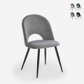 Silla moderna de terciopelo y acolchada para salón-comedor y cocina Zarda Promoción