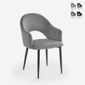 Silla con reposabrazos moderna de terciopelo para salón-comedor y cocina Rozan Promoción