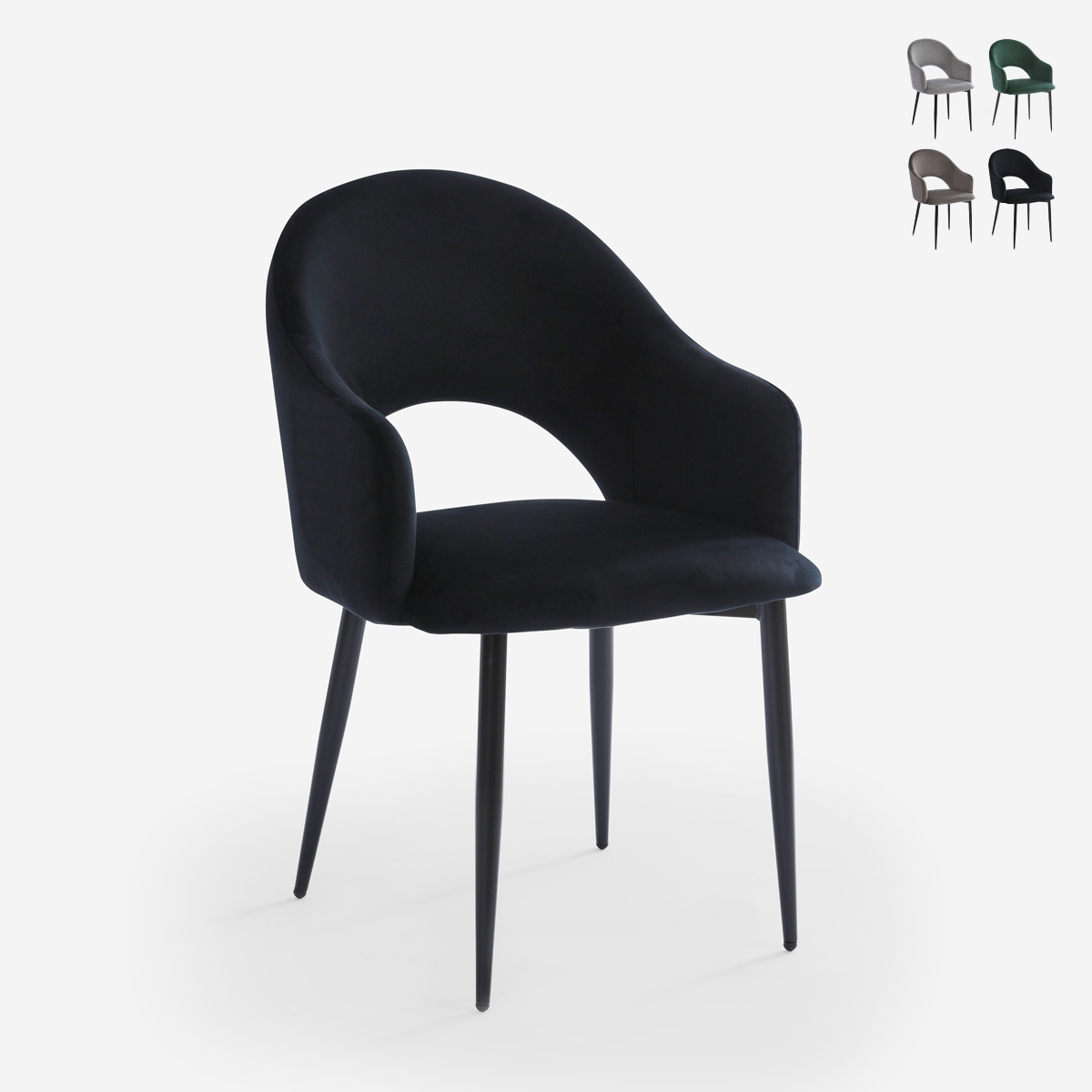 Silla con reposabrazos moderna de terciopelo para salón-comedor y cocina Rozan Oferta