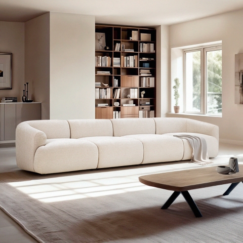 Sofá modular de diseño por módulos de 4 plazas de tela Yuna-4 Promoción