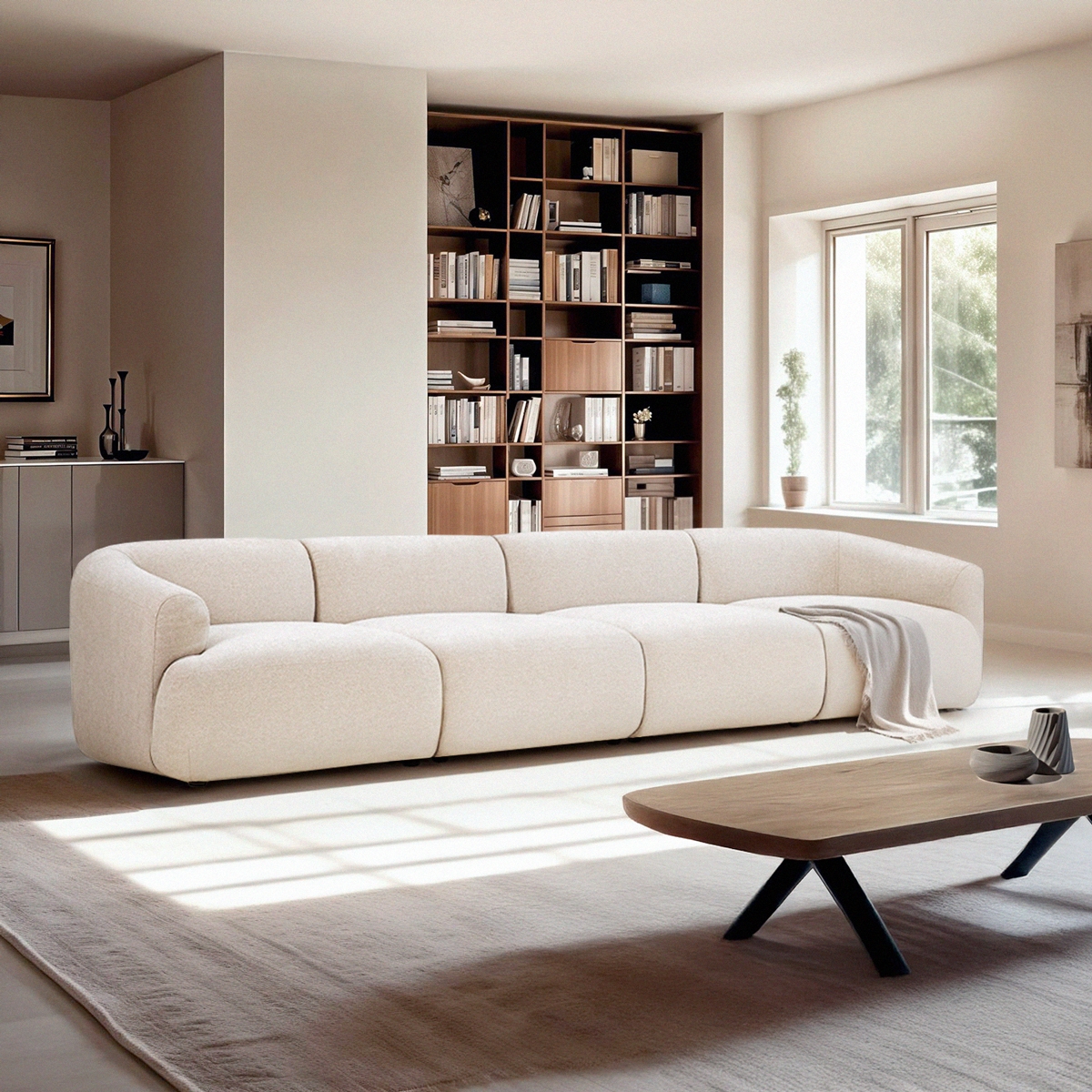 Sofá modular de diseño por módulos de 4 plazas de tela Yuna-4