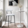 Taburete alto moderno para cocina con respaldo de tela bouclé blanco Opos Venta
