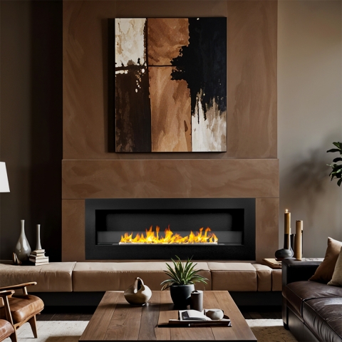 Chimenea de bioetanol de pared Siena 120 negra 120x40 Promoción