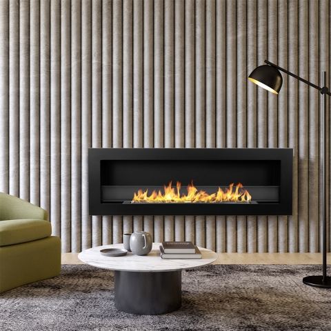 Chimenea de bioetanol empotrable en pared biocamino 120x40 Livorno 120 negro Promoción