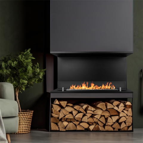 Chimenea de bioetanol empotrable con 3 lados abiertos 90x45 Trevi 90 Promoción