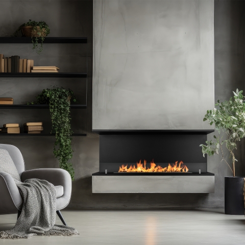 Chimenea de bioetanol empotrada de 3 lados abiertos biocamino 120x50 Trevi 120 Promoción