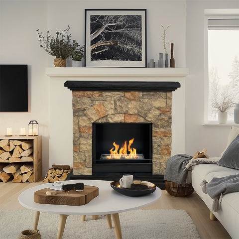 Chimenea de bioetanol de suelo efecto piedra artificial L105xP38xH100 Belluno Promoción