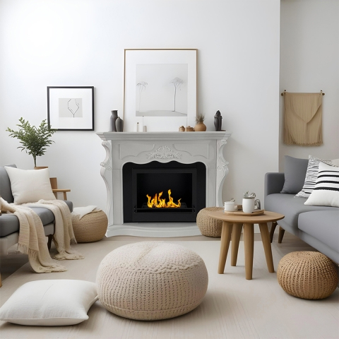 Chimenea de bioetanol de suelo con marco blanco clásico Parigi Promoción