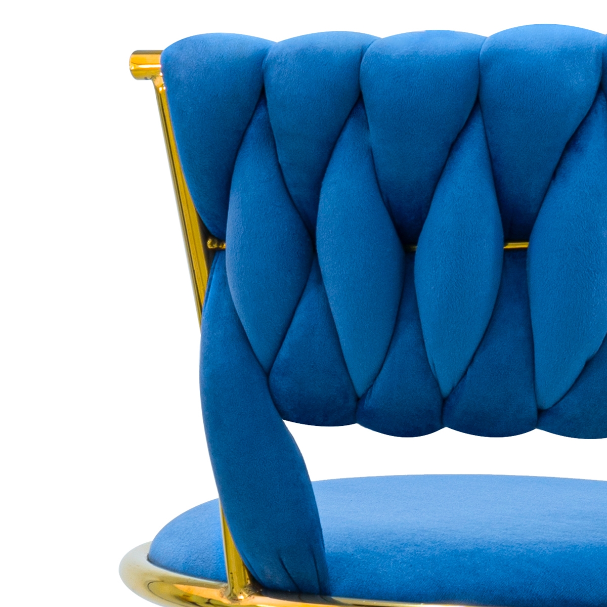 Taburete ajustable de metal dorado y terciopelo entrelazado Macaron Promoción 

