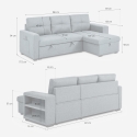 Sofá cama 3 plazas con chaise longue USB-C librería Civis 