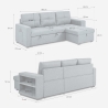 Sofá cama 3 plazas con chaise longue USB-C librería Civis 