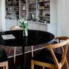 mesa de comedor redonda Tulipan 80 cm negra y blanca Rebajas