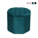 Puf contenedor portaobjetos octagonal de terciopelo 40x35 cm Jerry Promoción