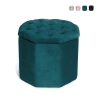 Puf contenedor portaobjetos octagonal de terciopelo 40x35 cm Jerry Promoción