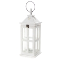 Linterna decorativa portavelas blanca de madera y vidrio Cork Promoción