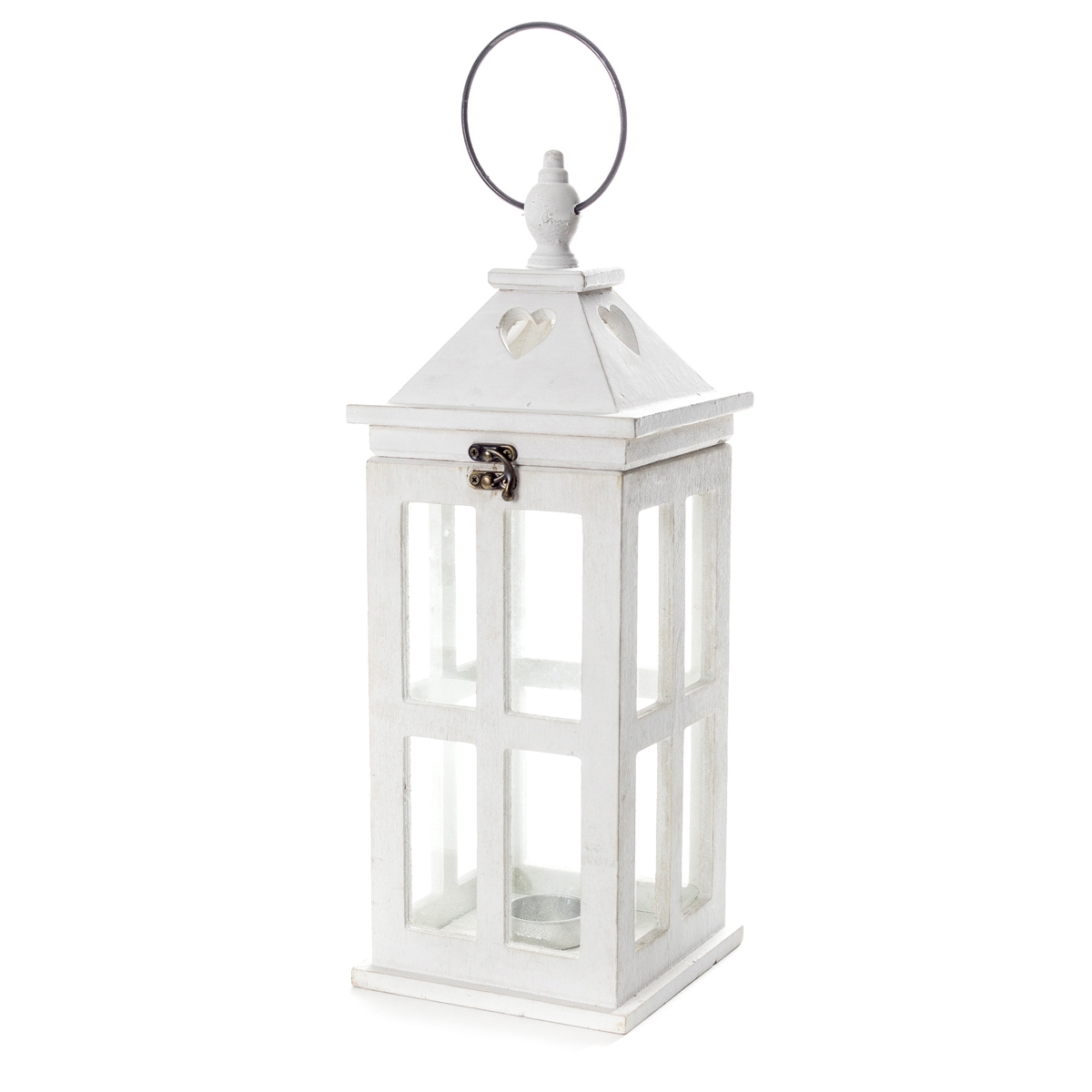 Linterna decorativa portavelas blanca de madera y vidrio Cork Promoción Linterna decorativa portavelas blanca de madera y vidrio Cork Promoción