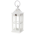 Linterna decorativa portavelas blanca de madera y vidrio Cork Promoción
