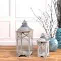 Juego de 2 farolillos shabby chic con portavelas de madera gris Kediri Promoción
