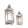 Juego de 2 farolillos shabby chic con portavelas de madera gris Kediri Venta