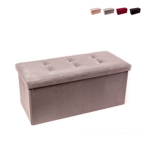 Puf de terciopelo rectangular con almacenamiento 76x34cm para sala Pier Promoción