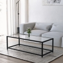 Mesa de centro rectangular de metal con tablero de cristal Berillo Oferta