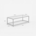 Mesa de centro rectangular de metal con tablero de cristal Berillo Modelo